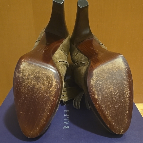 Ralph Lauren Brown Heeled Boots with Fringe Detail - Picture 3 of 4